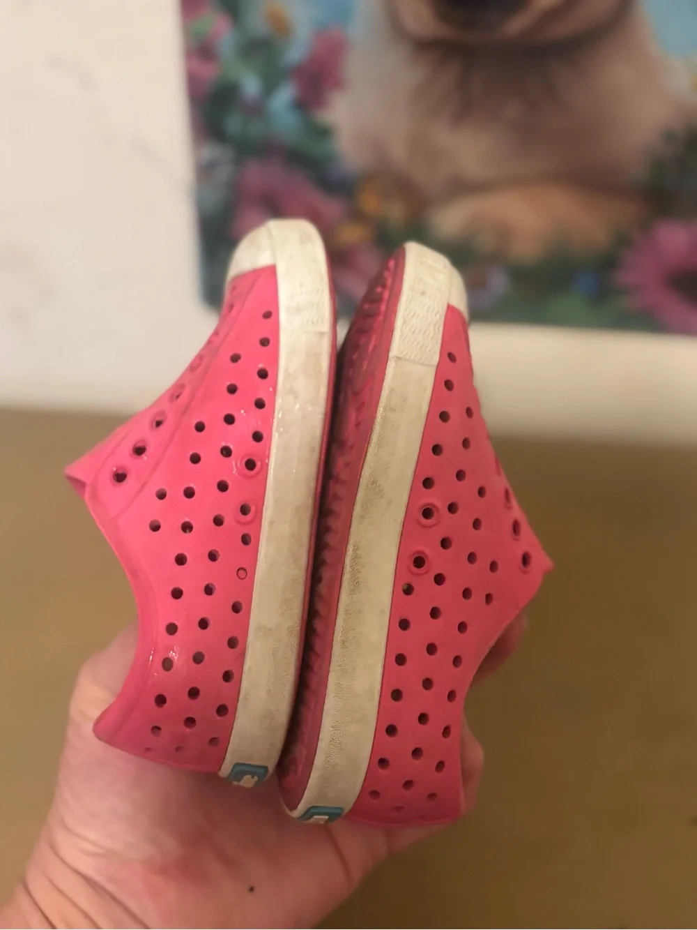 Native Kids Slip-On Sneakers in Pink with White Toe